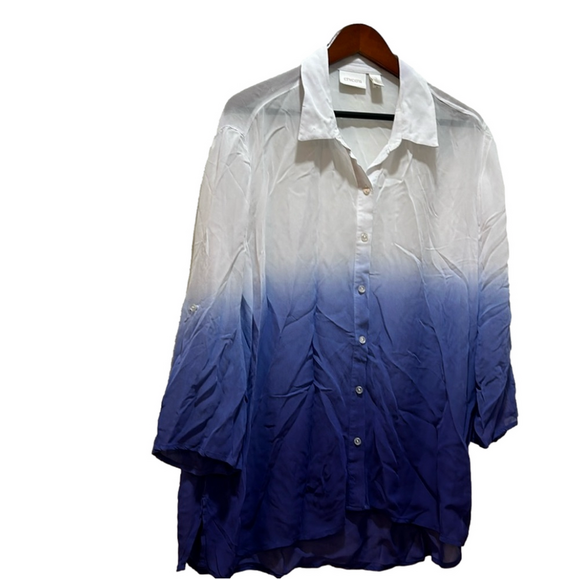 Chico's Tops - Chicos  button up purple&white ombre top size 2 GUC…